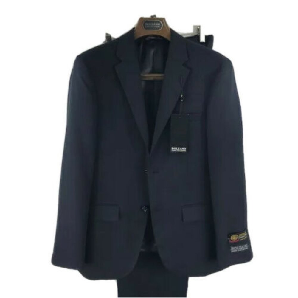 Bolzano Uomo Men's Navy-Blue Suit 2 Piece 2 Button Pleated Pants Size 38S
